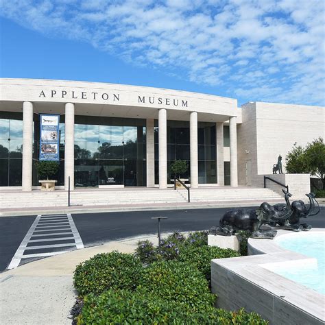 Appleton museum ocala - Though Appleton Museum of Art was established in 1982 by Arthur I. Appleton, it only opened its doors in 1987 after three years of construction. The original plan was to exhibit the impressive private collection of its founder but now it has a repertoire of European artwork from the 17th through the 19th Centuries, 18th and 19th-century American visual art, …
